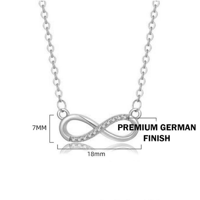 Silver Plated American Diamond Studded Infinity Shape Korean Pendant - Image 6