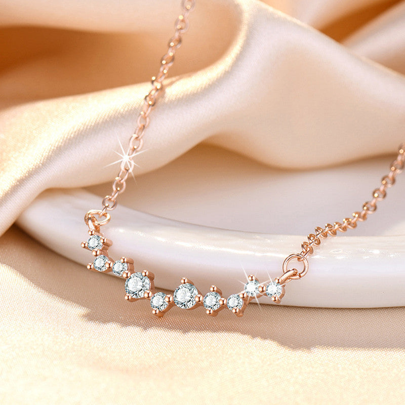 Rose Gold Plated American Diamond Studded Contemporary Korean Pendant - Image 1