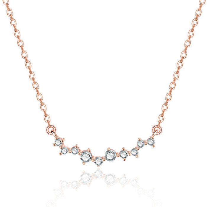 Rose Gold Plated American Diamond Studded Contemporary Korean Pendant - Image 2