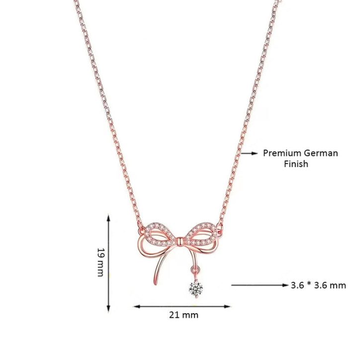 Rose Gold Plated American Diamond Studded Infinity Shape Korean Pendant - Image 6