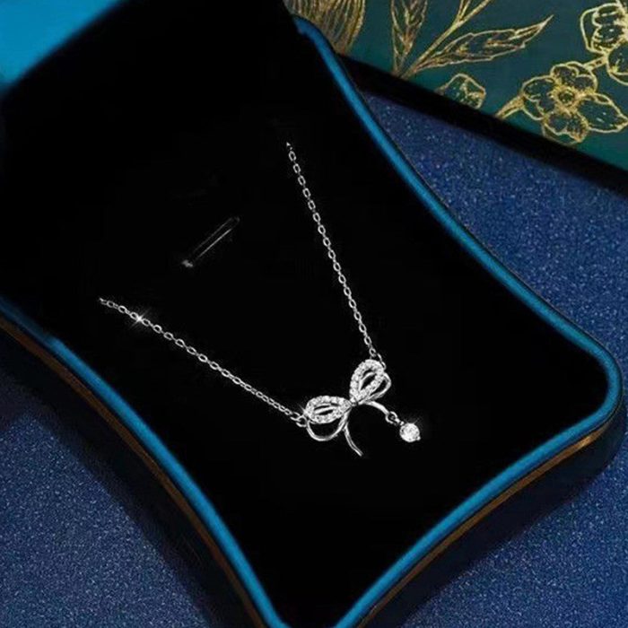 Silver Plated American Diamond Studded Infinity Shape Korean Pendant - Image 5