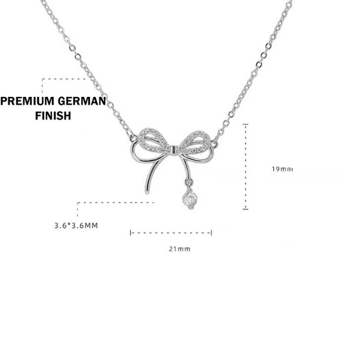 Silver Plated American Diamond Studded Infinity Shape Korean Pendant - Image 6