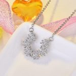 Silver Plated American Diamond Studded Half Hoop Floral Pendant - Image 5