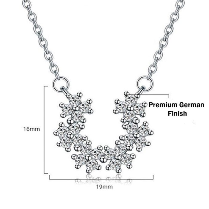 Silver Plated American Diamond Studded Half Hoop Floral Pendant - Image 8