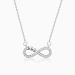 Silver Plated American Diamond Studded Infinity Shape Pendant - Image 3
