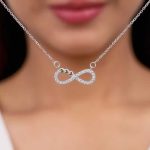 Silver Plated American Diamond Studded Infinity Shape Pendant - Image 5