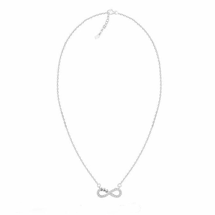 Silver Plated American Diamond Studded Infinity Shape Pendant - Image 6
