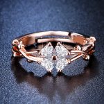 Rose Gold Plated American Diamond Studded Floral Contemporary Adjustable Finger Ring - VAIRAVI