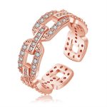 Rose Gold Plated American Diamond Studded Contemporary Korean Finger Ring - Image 4