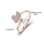 Rose Gold Plated American Diamond Studded Swan Shape Contemporary Korean Finger Ring - Image 5