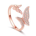Rose Gold Plated American Diamond Studded Butterfly Shape Contemporary Finger Ring - Image 3
