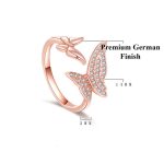 Rose Gold Plated American Diamond Studded Butterfly Shape Contemporary Finger Ring - Image 5