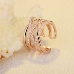 Rose Gold Plated American Diamond Studded Contemporary Korean Finger Ring - Image 2