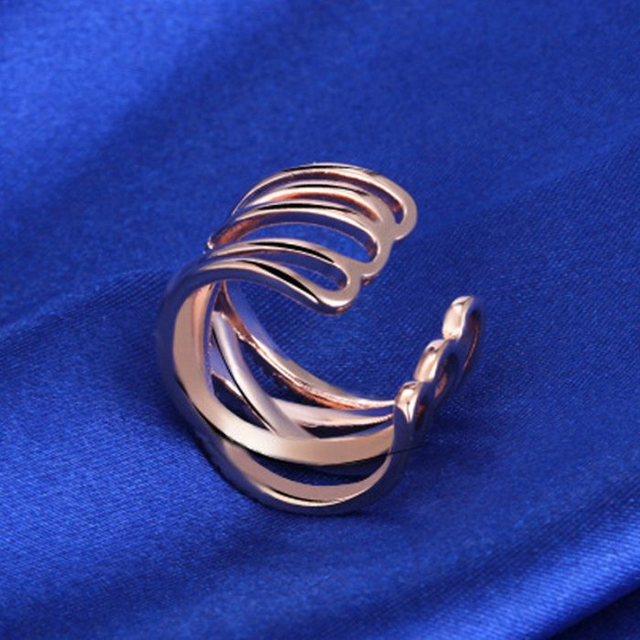 Rose Gold Plated American Diamond Studded Contemporary Korean Finger Ring - Image 7