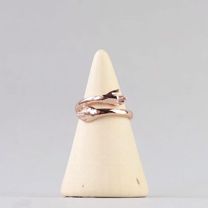 Rose Gold-Plated Hug Shaped Adjustable Hug Day Finger Ring - Image 5