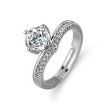 Silver Plated American Diamond Studded Contemporary Solitaire Anti Tarnish Adjustable Finger Ring - VAIRAVI