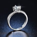 Silver Plated American Diamond Studded Contemporary Solitaire Anti Tarnish Adjustable Finger Ring - VAIRAVI