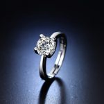 Silver Plated Crystal Studded Anti Tarnish Contemporary Solitaire Adjustable Finger Ring - VAIRAVI
