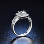 Silver Plated American Diamond Studded Geometrical Anti Tarnish Solitaire Adjustable Finger Ring - VAIRAVI