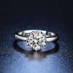 Silver Plated Crystal Studded Contemporary Anti Tarnish Solitaire Adjustable Finger Ring - VAIRAVI
