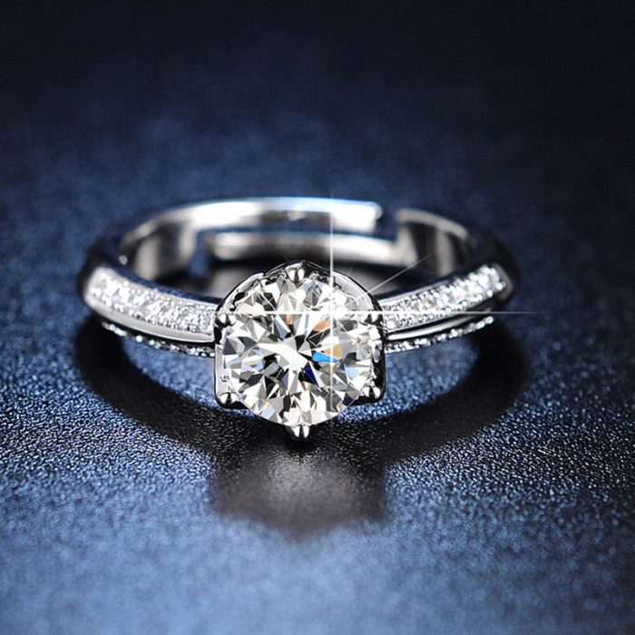 Silver Plated American Diamond Studded Contemporary Anti Tarnish Adjustable Finger Ring - VAIRAVI