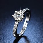 Silver Plated American Diamond Studded Anti Tarnish Solitaire Adjustable Finger Ring - VAIRAVI