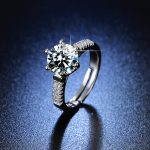 Silver Plated American Diamond Studded Contemporary Anti Tarnish Solitaire Adjustable Finger Ring - VAIRAVI