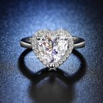 Silver Plated Crystal Studded Heart Shape Anti Tarnish Adjustable Finger Ring - VAIRAVI