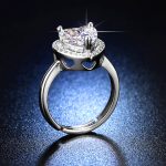 Silver Plated Crystal Studded Heart Shape Anti Tarnish Adjustable Finger Ring - VAIRAVI