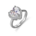 Silver Plated Crystal Studded Heart Shape Anti Tarnish Adjustable Finger Ring - VAIRAVI