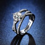 Silver Plated American Diamond Studded Anti Tarnish Cross Shape Solitaire Adjustable Finger Ring - VAIRAVI