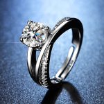 Silver Plated American Diamond Studded Cross Shape Anti Tarnish Solitaire Adjustable Finger Ring - VAIRAVI