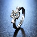Silver Plated Crystal Studded Bow Tie Anti Tarnish inspired Solitaire Adjustable Finger Ring - VAIRAVI