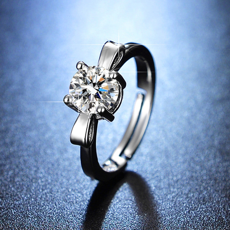 Silver Plated Crystal Studded Bow Tie Anti Tarnish inspired Solitaire Adjustable Finger Ring - VAIRAVI Silver Plated Crystal Studded Bow Tie Anti Tarnish inspired Solitaire Adjustable Finger Ring - VAIRAVI