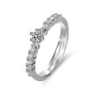 Silver Plated American Diamond Studded Contemporary Anti Tarnish Adjustable Round Finger Ring - VAIRAVI