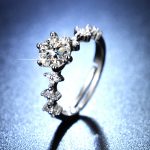 Silver Plated American Diamond Studded Floral Anti Tarnish Adjustable Solitaire Finger Ring - VAIRAVI