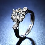 Silver Plated Crystal Studded Anti Tarnish Contemporary Solitaire Adjustable Finger Ring - VAIRAVI