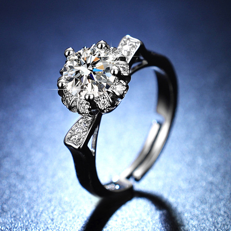 Silver Plated Crystal Studded Anti Tarnish Contemporary Solitaire Adjustable Finger Ring - VAIRAVI Silver Plated Crystal Studded Anti Tarnish Contemporary Solitaire Adjustable Finger Ring - VAIRAVI