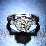 Silver Plated Crystal Studded Anti Tarnish Contemporary Solitaire Adjustable Finger Ring - VAIRAVI