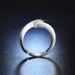 Silver Plated Crystal Studded Anti Tarnish Contemporary Solitaire Adjustable Finger Ring - VAIRAVI