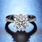 Silver Plated American Diamond Studded Floral Anti Tarnish Adjustable Solitaire Finger Ring - VAIRAVI