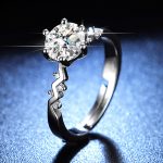 Silver Plated Crystal Studded Unique Zig-Zag Anti Tarnish Adjustable Solitaire Finger Ring - VAIRAVI