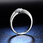 Silver Plated Crystal Studded Contemporary Anti Tarnish Adjustable Solitaire Finger Ring - VAIRAVI
