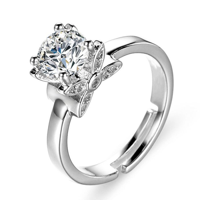 Silver Plated American Diamond Studded Butterfly Anti Tarnish Adjustable Round Finger Ring - VAIRAVI
