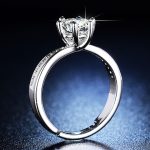 Silver Plated American Diamond Studded Contemporary Anti Tarnish Solitaire Adjustable Finger Ring - VAIRAVI