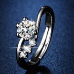 Silver Plated American Diamond Studded Contemporary Anti Tarnish Adjustable Finger Ring - VAIRAVI