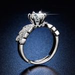 Silver Plated Crystal Studded Contemporary Anti Tarnish Adjustable Solitaire Finger Ring - VAIRAVI