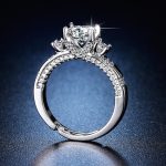 Silver Plated Crystal Studded Contemporary Anti Tarnish Adjustable Solitaire Finger Ring - VAIRAVI