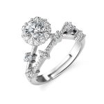 Silver Plated Crystal Studded Contemporary Anti Tarnish Adjustable Solitaire Finger Ring - VAIRAVI