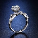 Silver Plated Crystal Studded Contemporary Anti Tarnish Adjustable Solitaire Finger Ring - VAIRAVI